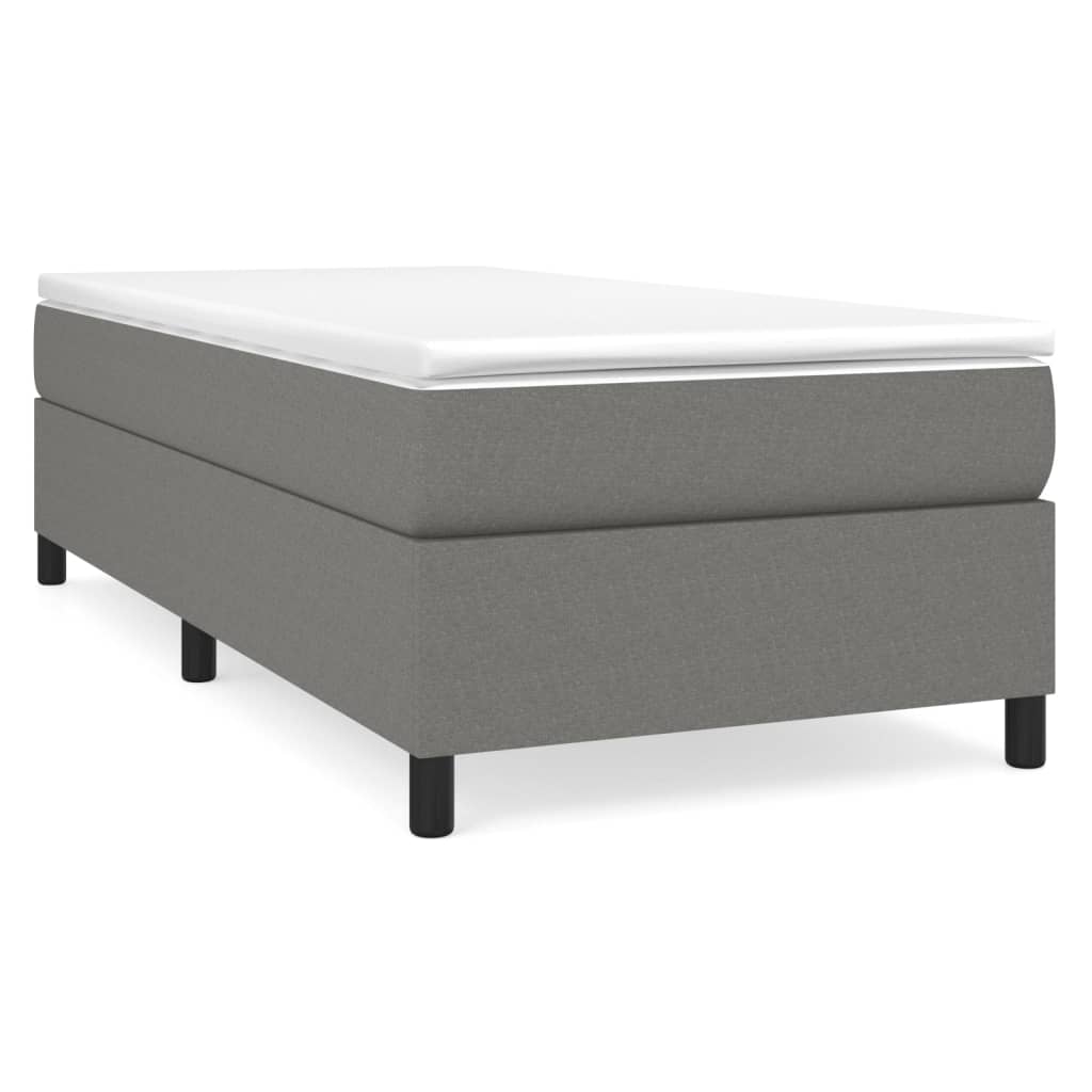 King Single Bed Frames Box Spring Bed With Mattress Dark Grey 106X203 Cm King Single Size Fabric