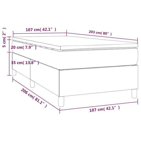 King Single Bed Frames Box Spring Bed With Mattress Dark Grey 106X203 Cm King Single Size Fabric