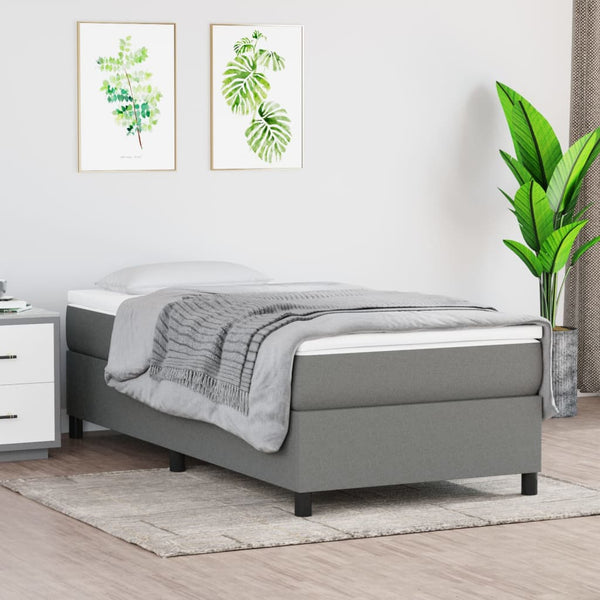 King Single Bed Frames Box Spring Bed With Mattress Dark Grey 106X203 Cm King Single Size Fabric