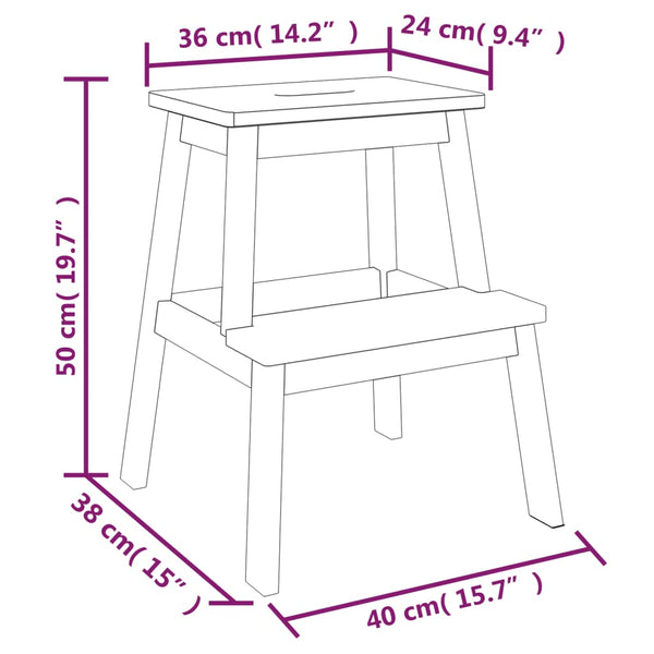 Benches Bar Stools 2 Step Stool 40X38x50 Cm Solid Wood Acacia