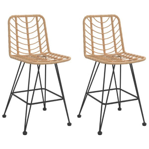 Benches Bar Stools Bar Stools 2 Pcs 45X56x103.5 Cm Pe Rattan And Steel