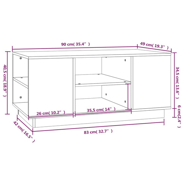 Coffee Tables Coffee Table 90X49x40.5 Cm Solid Wood Pine