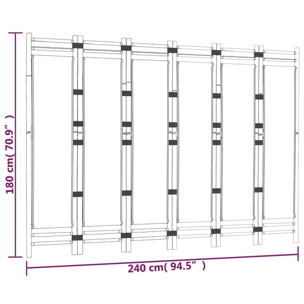 Screens & Room Dividers Folding 6 Panel Room Divider 240 Cm Bamboo And Canvas