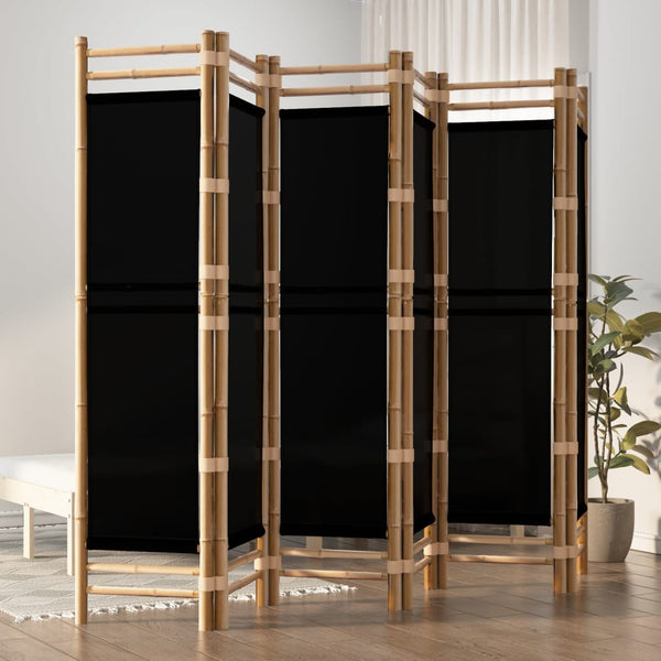 Screens & Room Dividers Folding 6 Panel Room Divider 240 Cm Bamboo And Canvas