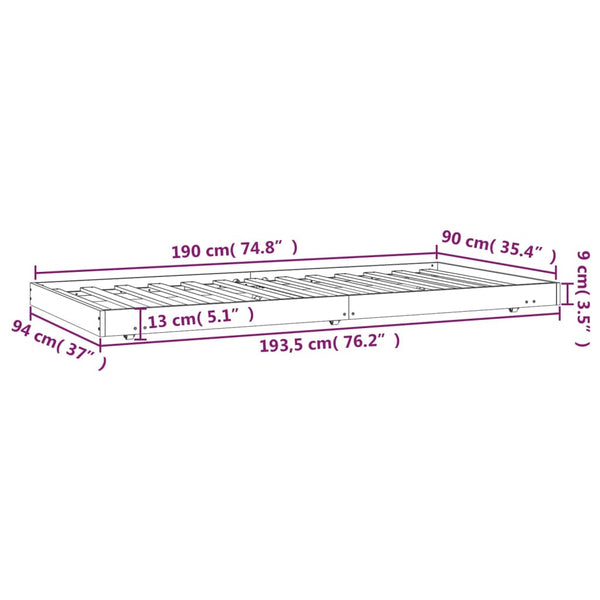 Single Bed Frames Bed Frame White 92X187 Cm Single Size Solid Wood Pine