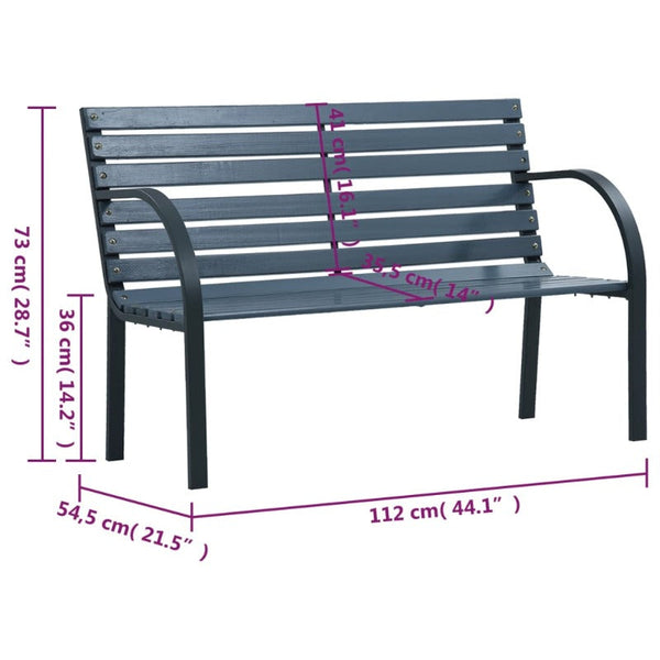 Benches Garden Bench Grey 112 Cm Solid Wood Fir