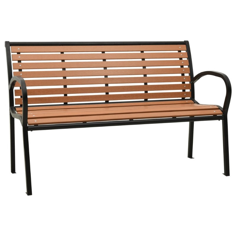 Benches Garden Bench Black And Brown 116 Cm Steel Wpc