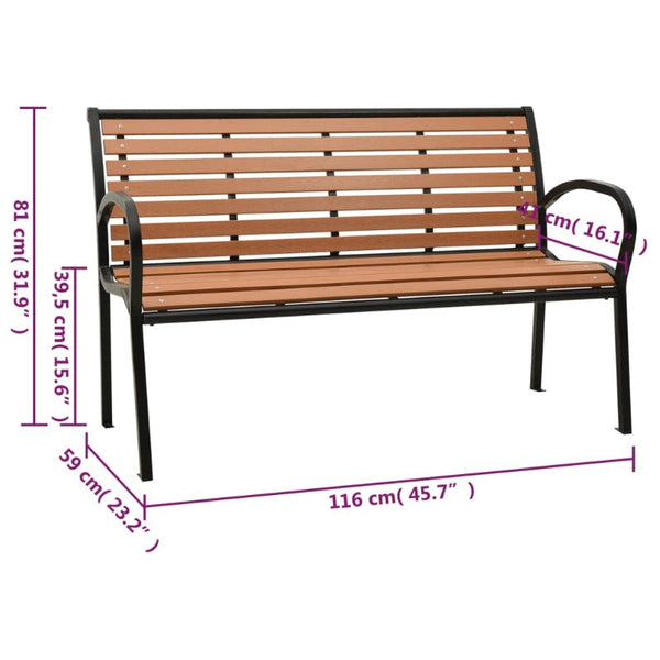 Benches Garden Bench Black And Brown 116 Cm Steel Wpc