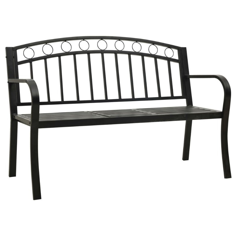 Benches Garden Bench With Table Black 120 Cm Steel