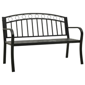 Benches Garden Bench With Table Black 120 Cm Steel