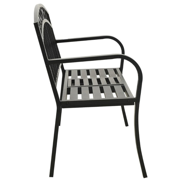 Benches Garden Bench With Table Black 120 Cm Steel