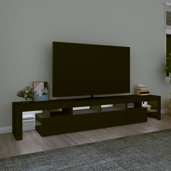 TV Stands & Entertainment Units Tv Cabinet With Led Lights Black 230X36.5X40 Cm