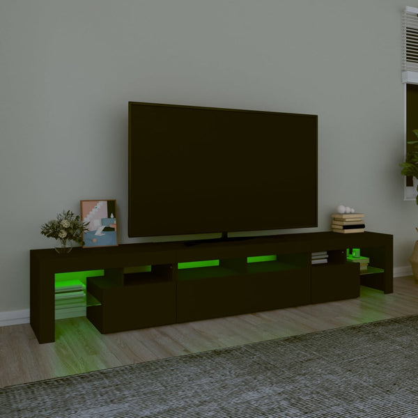 TV Stands & Entertainment Units Tv Cabinet With Led Lights Black 230X36.5X40 Cm