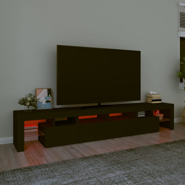 TV Stands & Entertainment Units Tv Cabinet With Led Lights Black 230X36.5X40 Cm