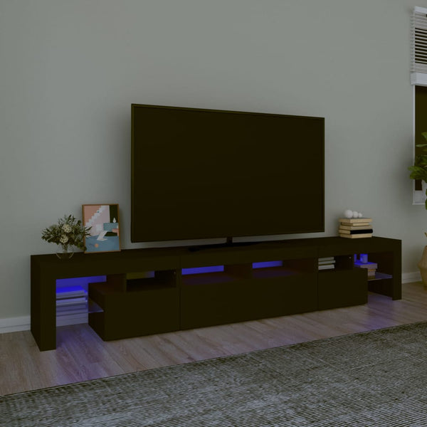 TV Stands & Entertainment Units Tv Cabinet With Led Lights Black 230X36.5X40 Cm