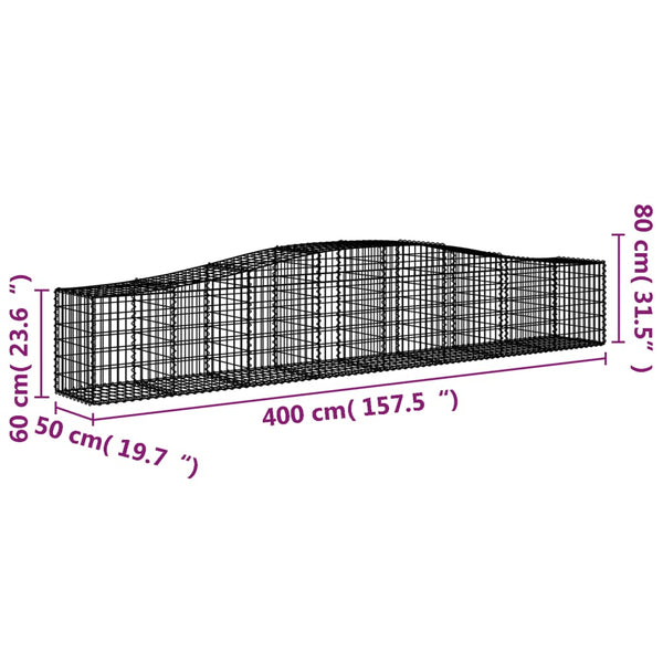 Gabion Baskets Arched Gabion Basket 400X50x60/80 Cm Galvanised Iron