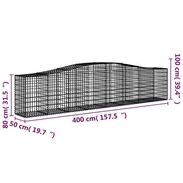 Gabion Baskets Arched Gabion Basket 400X50x80/100 Cm Galvanised Iron