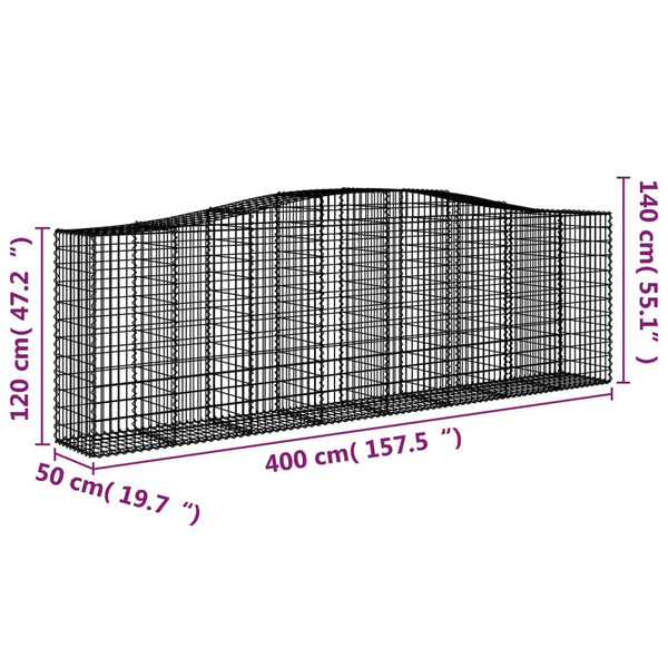 Arched Gabion Basket 400X50x120/140 Cm Galvanised Iron