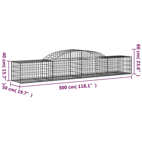 Gabion Baskets Arched Gabion Basket 300X50x40/60 Cm Galvanised Iron