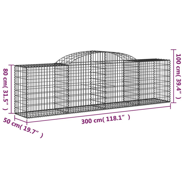 Gabion Baskets Arched Gabion Basket 300X50x80/100 Cm Galvanised Iron