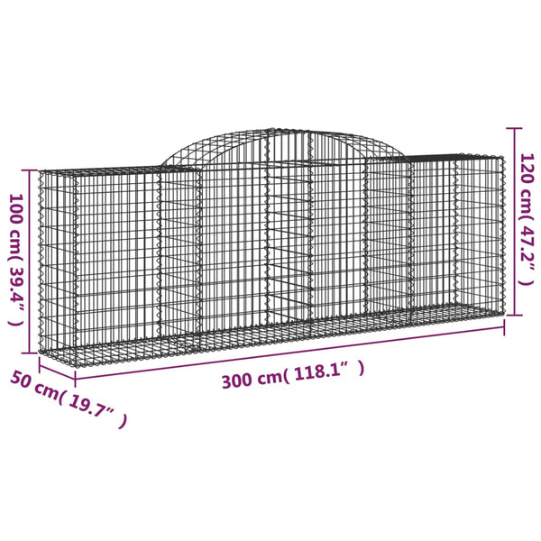 Gabion Baskets Arched Gabion Basket 300X50x100/120 Cm Galvanised Iron