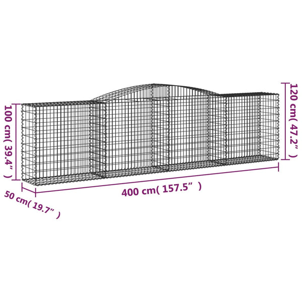 Gabion Baskets Arched Gabion Basket 400X50x100/120 Cm Galvanised Iron