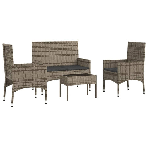 Patio Furniture Sets 4 Piece Garden Lounge Set With Cushions Grey Poly Rattan