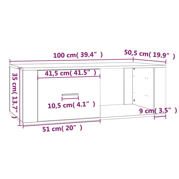 Coffee Tables Coffee Table White 100X50.5X35 Cm Engineered Wood