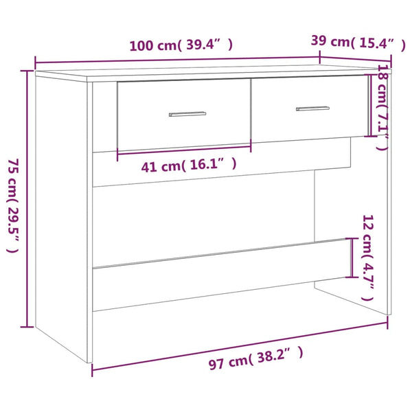 Tables Console Table White 100X39x75 Cm Engineered Wood