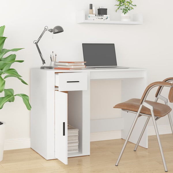 Home Office Desks Desk White 100X49x75 Cm Engineered Wood