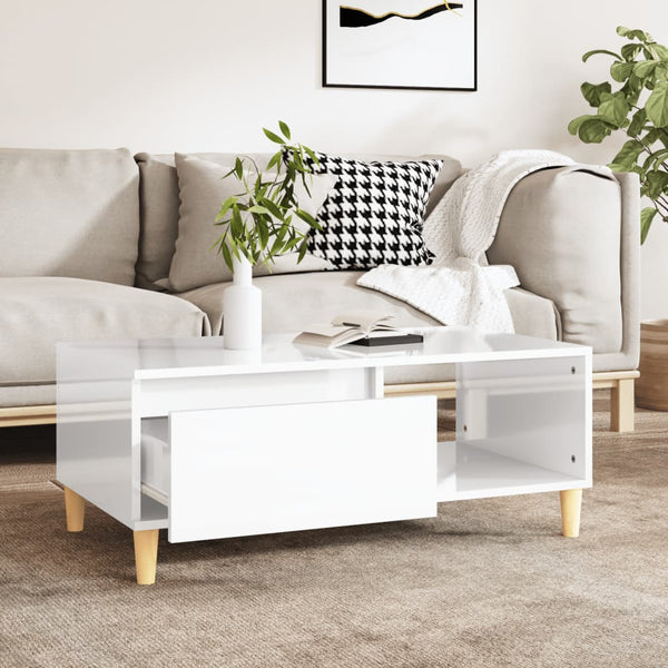 Coffee Tables Coffee Table High Gloss White 90X50x36.5 Cm Engineered Wood