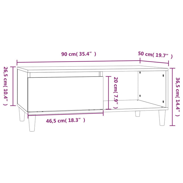 Coffee Tables Coffee Table High Gloss White 90X50x36.5 Cm Engineered Wood