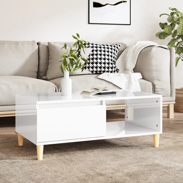 Coffee Tables Coffee Table High Gloss White 90X50x36.5 Cm Engineered Wood