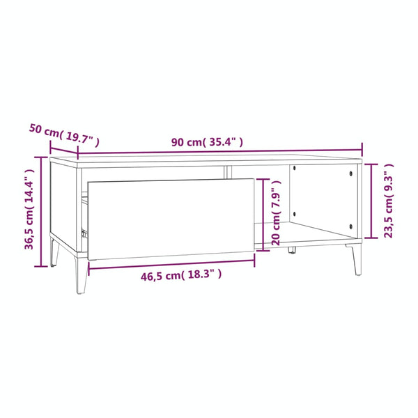 Coffee Tables Coffee Table White 90X50x36.5 Cm Engineered Wood