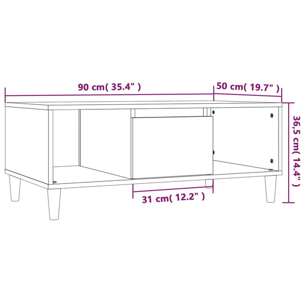 Coffee Tables Coffee Table White 90X50x36.5 Cm Engineered Wood