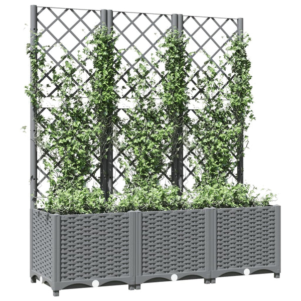 Baskets, Pots, Window Boxes Garden Planter With Trellis Light Grey 120X40x136 Cm Pp