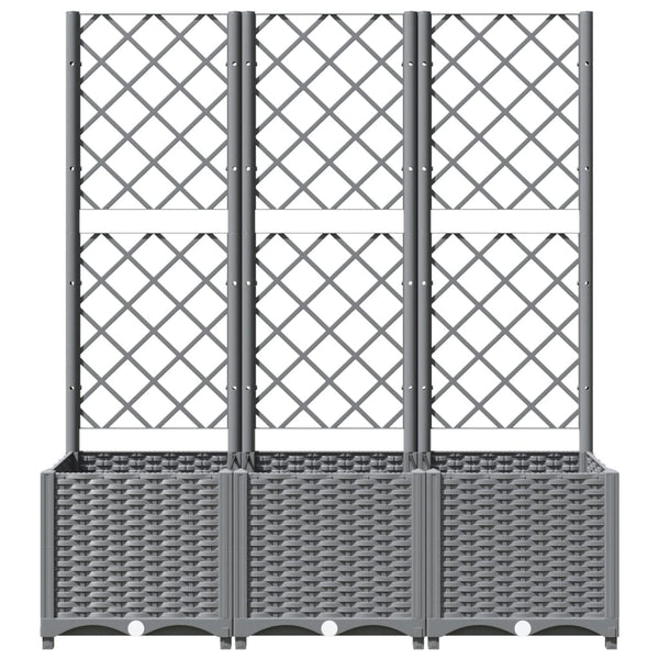 Baskets, Pots, Window Boxes Garden Planter With Trellis Light Grey 120X40x136 Cm Pp