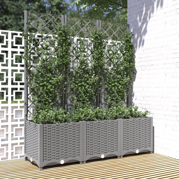 Baskets, Pots, Window Boxes Garden Planter With Trellis Light Grey 120X40x136 Cm Pp