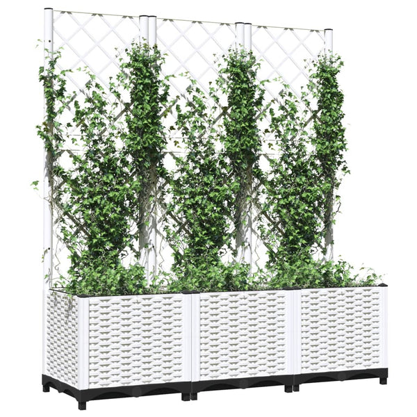 Baskets, Pots, Window Boxes Garden Planter With Trellis White 120X40x136 Cm Pp