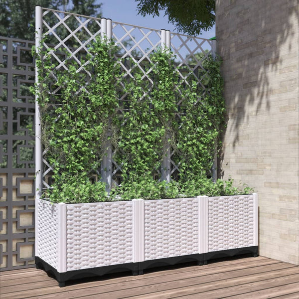 Baskets, Pots, Window Boxes Garden Planter With Trellis White 120X40x136 Cm Pp