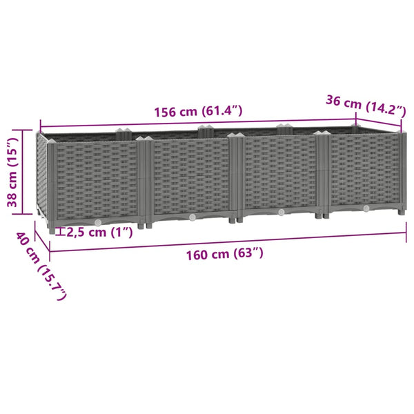 Raised Garden Beds Raised Bed 160X40x38 Cm Polypropylene