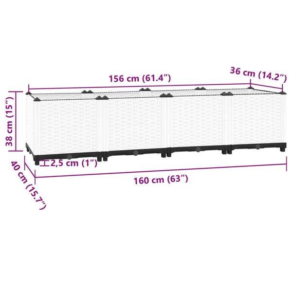 Raised Garden Beds Raised Bed 160X40x38 Cm Polypropylene