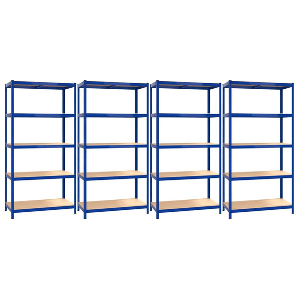 Bookshelves 5 Layer Shelves 4 Pcs Blue Steel&Engineered Wood