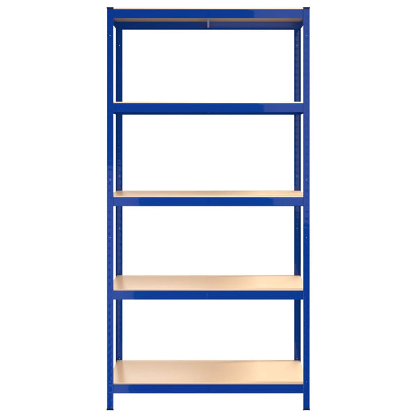 Bookshelves 5 Layer Shelves 4 Pcs Blue Steel&Engineered Wood