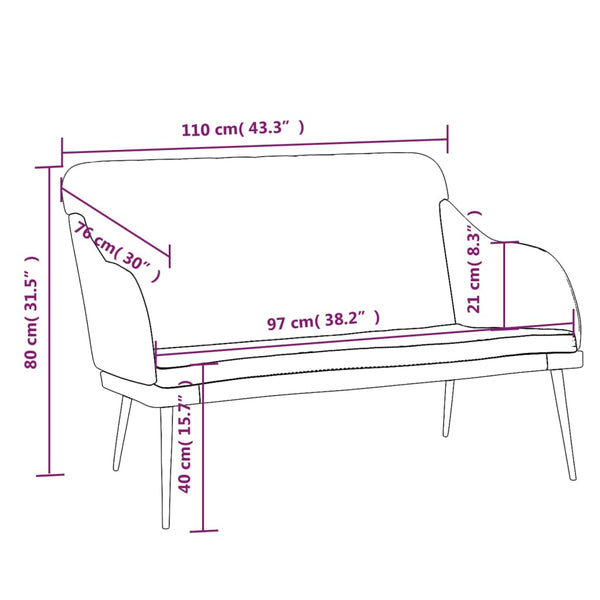 Benches Bench Black 110X76x80 Cm Velvet