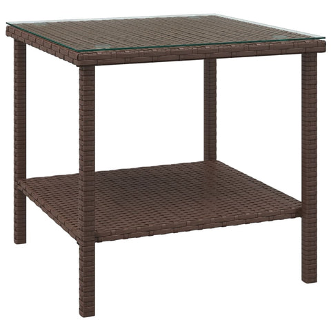 Side Tables Side Table Brown 45X45x45 Cm Poly Rattan And Tempered Glass