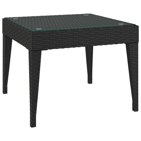 Side Tables Side Table Black 50X50x38 Cm Poly Rattan And Tempered Glass