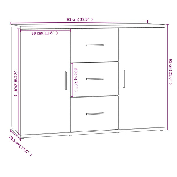 Sideboards & Buffets Sideboard Black 91X29.5X65 Cm Engineered Wood