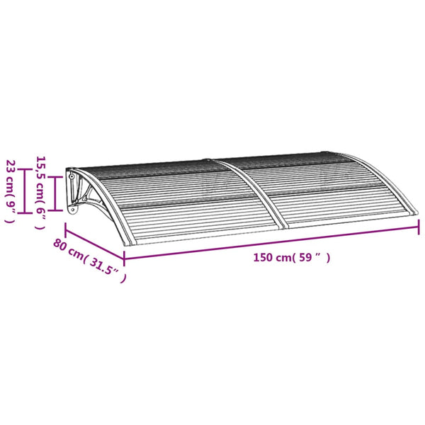 Door Canopy Black And Transparent 150X80 Cm Polycarbonate