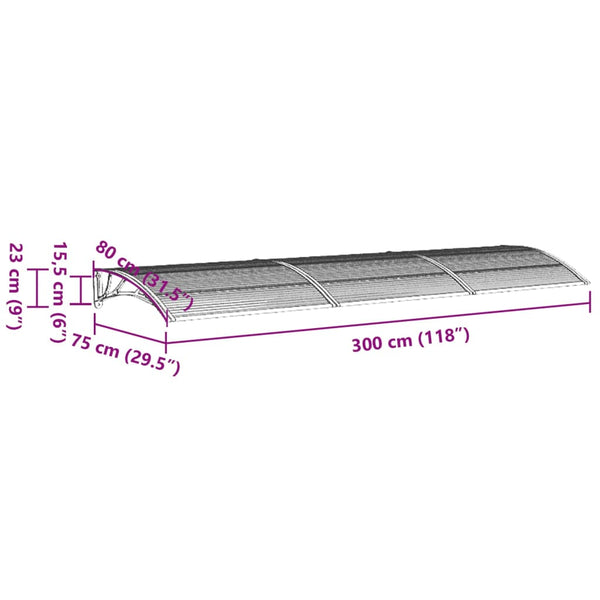 Awning & Canopy Parts Door Canopy Black 300X75 Cm Polycarbonate